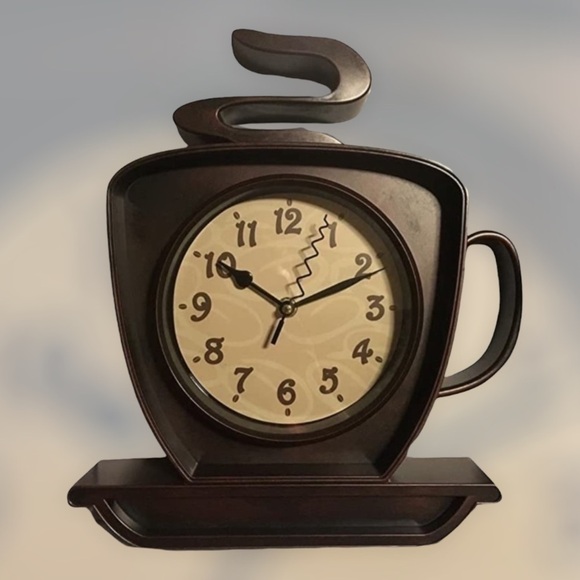 Coffee Cup Cappuccino Clock Battery Operated Wall Clock or Freestanding Brown - Picture 11 of 16